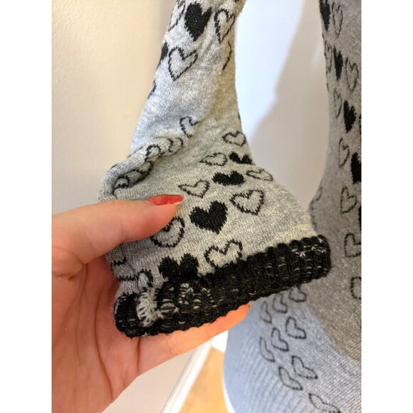 Vintage Y2K Grey Heart Sweater 3/4 Sleeve Cute Romantic Fall Crew Neck Sz S - Picture 5 of 9